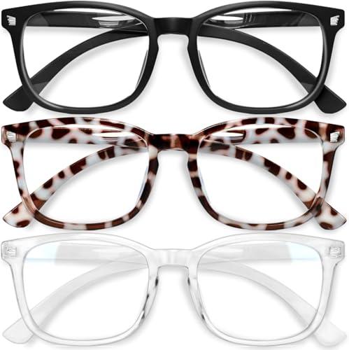 Gaoye Stylish Blue Light Glasses for Woman - Computer Glasses 99% Blue Light Blocking - Lightweight TR90 Frames - 3 pack