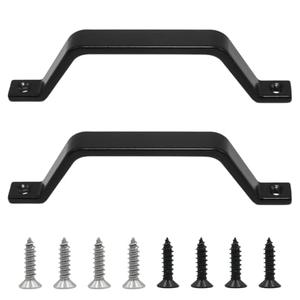 Mormchlots 2Pcs 6.1Inch Black Barn Door Handles, Heavy Duty Door Pull Handle Outdoor Sliding Gate Handle Outdoor Fence for Garage Closet Drawer Gate, Screws Not Included