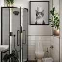 Cat Bathroom UnFramed Wall Art Print Poster, Animal Restroom Decor Posters Prints Home Picture Painting Artwork Gallery 9 (Cat, 20"L x 16"W, Unframed)