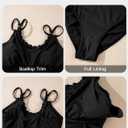 Aleumdr Women's Tankini Bathing Suit 2 Piece Tummy Control Swimsuit Scallop Trim Tankini Top with Bottom (Black, L)