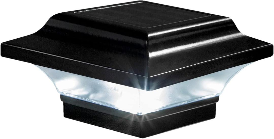 Classy Caps Imperial Solar Post Cap - Black SLO82B Fits 2"x2", 2.25"x2.25", and 2.5"x2.5" Post Sizes, High-Performance Solar LED, Durable Cast Aluminum Construction, Warm & Cool Light Modes