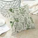 AEIOAE Summer Pillow Covers 16x16 Inch Set of 2,Olive Green Wild Flower Plant Throw Pillows Case,Seasonal Floral Outdoor Decorative Square Linen Farmhouse Decor Cushion Covers for Home Sofa Bed Couch