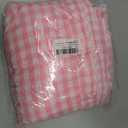 Romanstile Gingham Ruffled Tablecloth Rectangle - Waterproof Linen Cotton Checkered Table Cloth, Outdoor Plaid Table Cover for Picnic, Camping, Party - 60 x 120 Inch, Pink