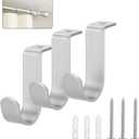 Sumnacon Curtain Rod Hanging Bracket 3Pcs Curtain Rod Brackets Ceiling Mount Metal Ceiling Curtain Rod Hook Sturdy Curtain Bracket for 5/8-1Inch Curtain Rod Silver Curtain Rod Holder for Drapery