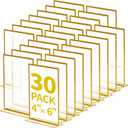30 Pcs Gold Acrylic Sign Holder 4 x 6 Inch, Gold Picture Frames Double Sided Clear Wedding Table Number Holders for Wedding Restaurant Office Home Store Numbers Signs  (4 x 6 inch)