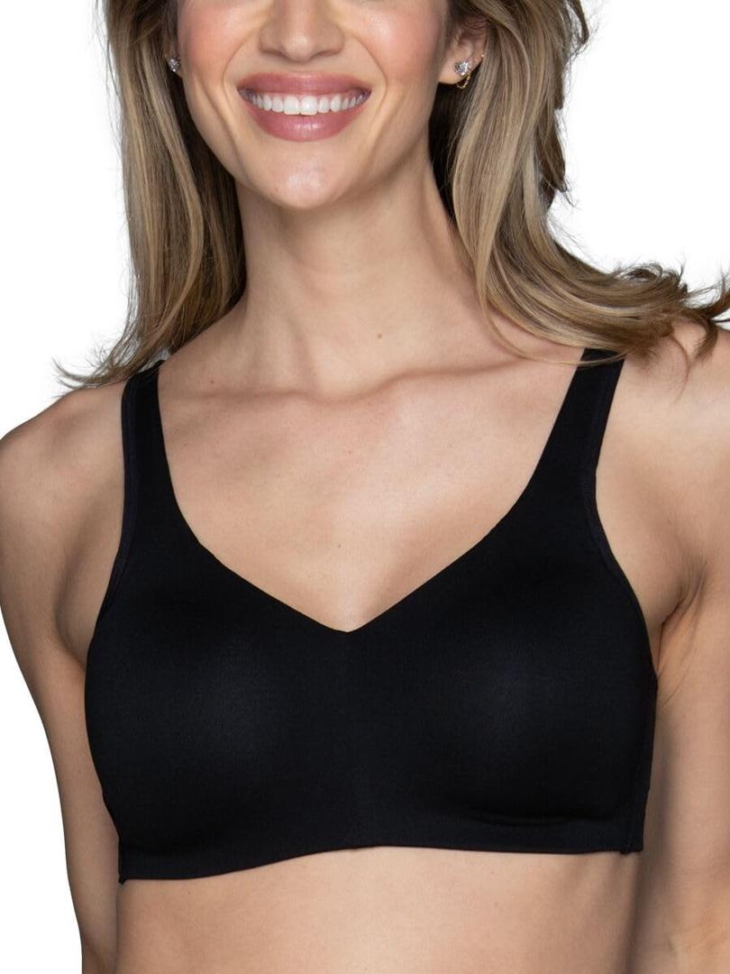 Vanity Fair Women's Beyond Comfort Wireless Bra, Convertible Straps & Flexible Fit,  (Medium, Breathable Cups - Black)