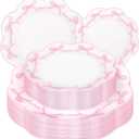 LIYH 60 Pcs Pink Bow Plastic Plates for Party - Pink Scalloped Scalloped Plates Disposable Heavyduty for Decorative Tableware for Holiday Party Decor Supplies - 10.25" Dinner & 7.5" Dessert Plate