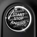 Car Push Start Button Cover Carbon Fiber Engine Push Start Stop Button Sticker, 25-26mm Carbon Fiber Universal Car Interior Ignition Power Buttons Trim Covers Decorations Accessories(Black)