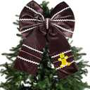 Civaner Extra Large Gingerbread Bow Christmas Tree Topper 16 x 22 Inches Christmas Velvet Bow for Wreath Xmas Tree Ornaments Decoration for Home Winter Holidays Indoor Outdoor Gift