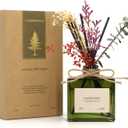 Reed Diffuser, 6.09 oz Sandalwood Scent Diffuser with Sticks & Dried Flowers, 120 Days Long Lasting Reed diffusers for Home, Elegant Fragrance for Bathroom Bedroom Office Decor, Air Fresh