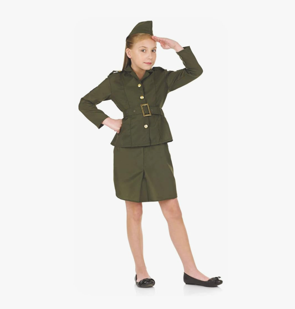 fun shack Girls Army Costume, WW2 Costume Kids, Girls Military Costumes, Halloween Costumes for Kids XL