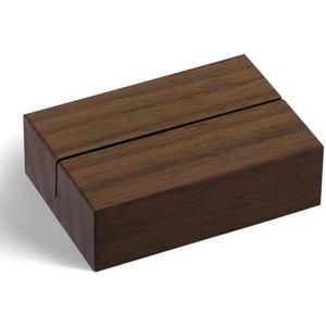 UNIQOOO 12 Pack 2" Rustic Walnut Wood Stands for Cardstock, Wedding Table Numbers Holders, Photo Holder, Photo Display Stand for Event Decor, Retail Shop, Cafe Restaurant Menu, Business Card, Name Tag