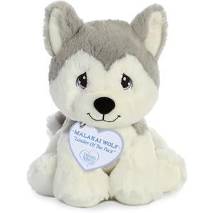 Aurora Inspirational Precious Moments Malakai Wolf Stuffed Animal - Cherished Memories - Enduring Comfort - Gray 8.5 Inches