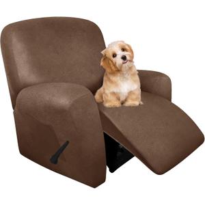 molasofa Leather Like Recliner Chair Covers - Large Lazy Boy Recliner Chair Covers for Reclining Chair 4 Pieces Washable Recliner Slip Covers That Stay in Place (Brown) (1 Seater)