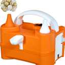 Electric Balloon Pump for Party Decorations  Portable Inflator, Auto Shutoff, Balloon Air Pump Dual Nozzle Rose Red 110V 600W  (Orange)
