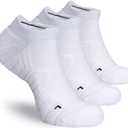 Hylaea Athletic Running Socks Cushion Padded Moisture Wicking Low Cut (Medium, 3 Pairs White)