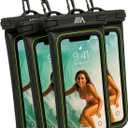 Waterproof Phone Pouch Floating Design No Sink Waterproof Phone Case - Beach Pool Travel Essentials - Works w/All Phones - Detachable Lanyard - Black/Hi-Vis, Green, Set Of 4