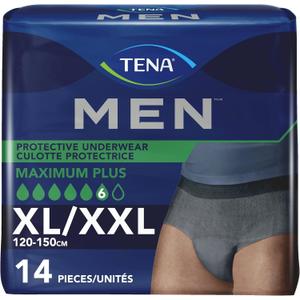 TENA Men Super Plus Disposable Underwear Male Pull On with Tear Away Seams Large/X-Large, 81920, 57, 14 Ct