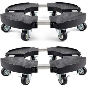 TreeGun 2 Pack Plant Caddy with Wheels Heavy Duty with 8 Lockable Casters, Rolling Plant Stand Adjustable for 8inch-22inch Outdoor Indoor Large Plant, Plant Stand with Wheels 500lbs Capacity