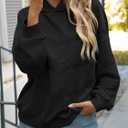 Fisoew Womens Oversized Hoodies Fall Long Sleeve Sweatshirts Casual Loose Lace Y2K Cute Pullover Tops (Black, S)