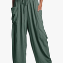 Flygo Women's Wide Leg Pants Summer Casual Loose Fit Beach Palazzo Harem Pants with Pockets, Medium