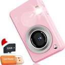 Digital Cameras FHD Camera for Kid Boys Girls Compact Digital Point and Shoot Camera with 16X Zoom 32GB Card Kids Camera for Kids (Pink)