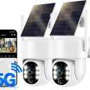 Solar Security Cameras Wireless Outdoor, 5G/2.4GHz WiFi Outdoor Security Camera for Home Security, Solar/Battery Powered Security Camera, Human Detection, Color Night Vision 2-Pack