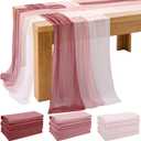 Tudomro 12 Pcs Chiffon Table Runner 10 Ft, 15 x 120 Inch Sheer Wedding Decorations Romantic Table Runner for Sweetheart Table Birthday Wedding Party Bridal Shower (Dusty Rose, Blushing Pink and Pink)