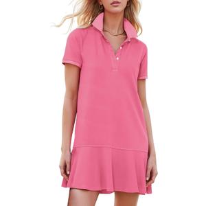 Kissonic Women's Polo Dress Short Sleeve V Neck Ruffle Hem Casual Summer Golf Tennis Mini Shirt Dresses M Kissonic Women's Polo Dress Short Sleeve V Neck Ruffle Hem Casual Summer Golf Tennis Mini Shirt Dresses M