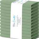 Blue Needles Solid Cloth Napkins Set of 12 Sage Green 100% Cotton Dinner Napkins 18x18 inches - Soft, Reusable, Absorbent & Washable Linen, Ideal for Christmas Events, Parties & Everyday Use