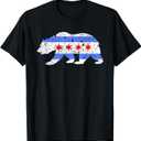 Chicago City Flag Distressed Bear Gift TShirt S