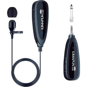 Wireless Microphone System,KIMAFUN 2. 4G Wireless Lavalier Microphone with Lavalier Lapel Mics, Transmitter&Receiver, for Camera, Computer, Speaker, Smart Phone, Teaching, Public Speaking, Voice Aplifier, G130