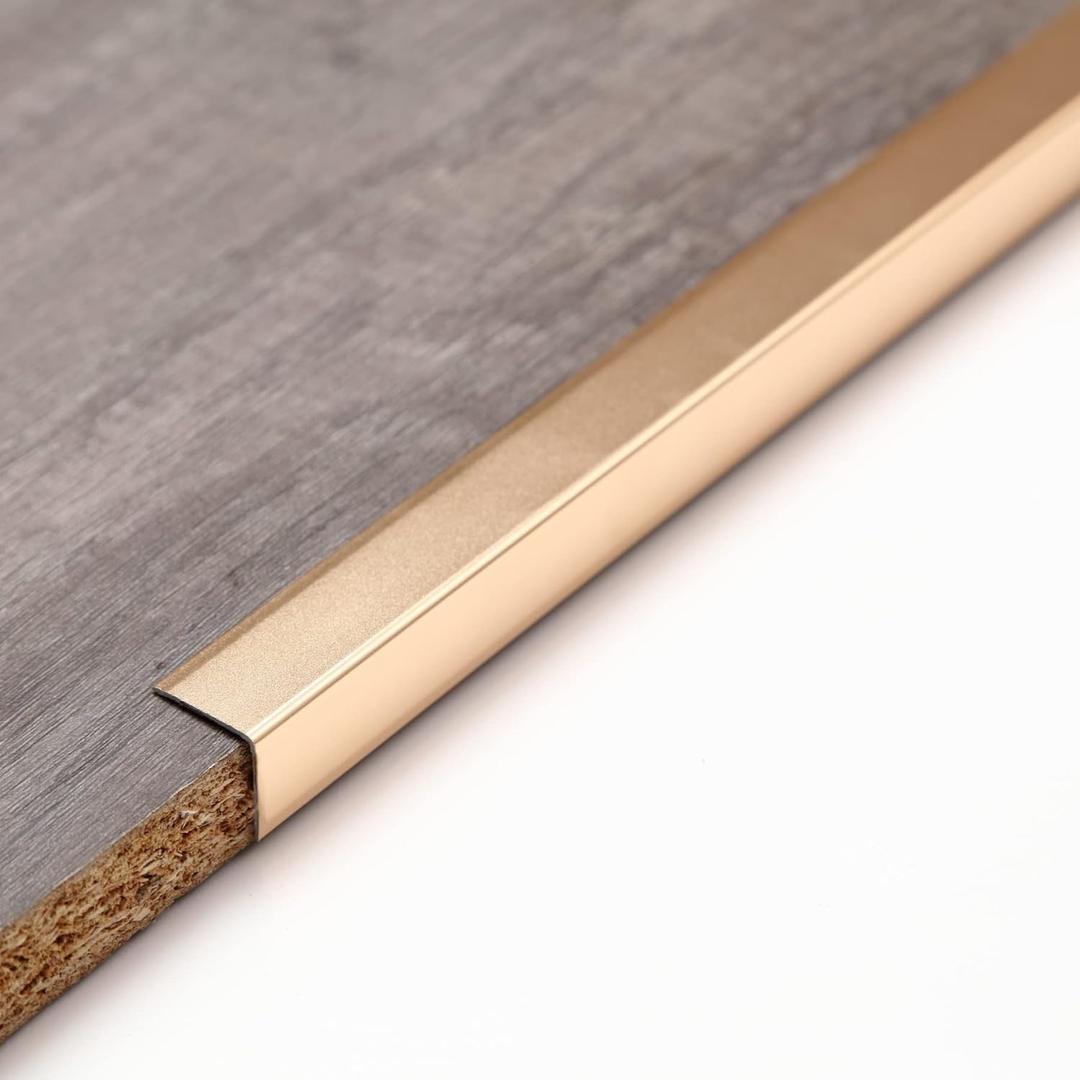 Matte Gold Aluminum Peel and Stick L Molding Corner Guards with 90 Angle for Wall Door Frame Cabinet Baseboard Protection and Decoration, 35.4in x 0.8in (3Pcs)