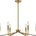 ACANER Brushed Gold Chandeliers for Dining Room, 6-Light Modern Farmhouse Chandelier, Brass Candle Style Hanging Light Fixture for Living Room Bedroom Kitchen Island 6-Light, 26 inch