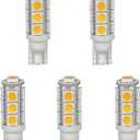 T10WG13T-WW 12V DC T10 Wedge 194 921 168 Ultra Bright 13-LED 5050 SMD LED Bulb, 5-Pack, Warm White/Soft White 3000K