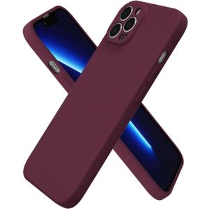 Oakxco for iPhone 13 Pro Max Case Silicone, Ultra Slim Thin Phone Case for Women Girls, Plain Solid Color Minimalist Aesthetic Cute Girly Design, Soft Rubber Gel TPU with Camera Cover, Burgundy Maroon