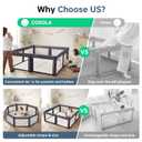 Foldable Baby Playpen, Shape & Size Adjustable Playpen for Toddler, 79x71 Large Play Pens Safety Mesh Foldable Playard for Babies, Portable Baby Fence Play Area Kids Play Pen, Dark Grey