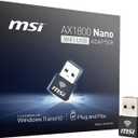 MSI AX1800 Nano WiFi USB Adapter - WiFi 6, up to 1800 Mbps, 2.4G/5G Dual-Band Wireless Network, WPA3 encryption, MU-MIMO, OFDMA, 2X Dual Antennas, Windows 11/10