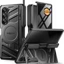 TONGATE for Galaxy Z Fold 6 Case with Privacy Screen Protector, [Compatible with MagSafe][Anti Spy] Shockproof Phone Case, Built-in Stand & Belt Clip & Hinge Cover for Samsung Z Fold 6 2025, Black