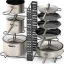 Vdomus Pot Rack Organizer with 3 DIY Methods, Black Metal Kitchen 8+ Pots Holder, Height and Position are Adjustable Cabinet Pantry Pot Lid Holder (Upgraded)