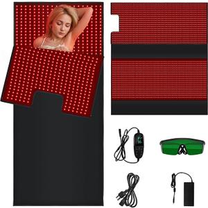 Red Light Therapy Full Body Device, Infrared Light Therapy Large Mat Sleeping Bag for Full Body Wrap, High Power 660nm&850nm 2520 LEDs Whole Body Therapy Blanket for Body Pain Relief, Energy Recovery 