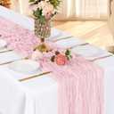 3 Pack Light Pink Cheesecloth Table Runner, 17 x 108 Inch, Gauze Cheese Cloth Table Runner Rustic Sheer Runner for Wedding Birthday Party Baby Shower Table Decor(Light Pink)