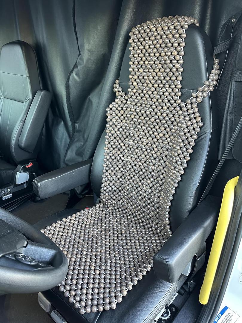 Extra Large Natural Wood Beaded Seat Cover Massaging Cooling Cushion for Truck, Trailer, Van