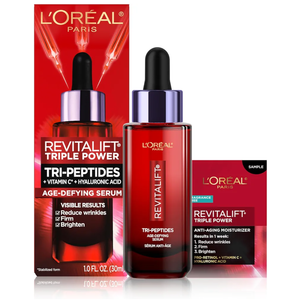 L'Oreal Paris Revitalift Triple Power Age-Defying Face Serum, Anti Aging Serum with 3 in 1 Benefits, Reduces Wrinkles, Firms and Brightens Skin, Includes Sample