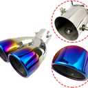 Dual Exhaust Tip 2.5 inch Inlet, Universal Car Exhaust Pipe Tail Throat Tail Pipe Stainless Steel Y Pipe, Adjustable Car Thickened Muffler Slant Cut Tip (Curved,Baked Blue)
