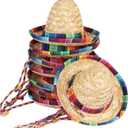 BTYMS 8 Pieces Mini Sombrero Party Hats Fiesta Party Decorations Party Supplies Sombrero Costume Hats for Table, Dolls, Dogs- 5.9 Inch