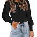 DOROSE Womens Tops Puff Sleeve Blouses Dressy Casual Work T Shirts (Small), Black