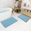 Buganda Memory Foam Bathroom Rug Mat 30x20, Extra Soft and Absorbent Bath Mats, Non-Slip and Machine Washable Bath Rugs for Bathroom Floor,Tub and Shower, Blue