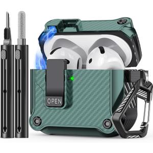 Inesore Compatible with AirPods 4th Generation Case, with Cleaner kit, Automatic Snap Switch Secure for New Airpods 4 Charging Cover [with Active Noise Cancellation] (2024)