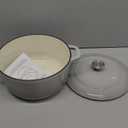 Mueller 6 Quart Enameled Cast Iron Dutch Oven, Heavy-Duty Casserole and Braiser Pan with Lid and Knob, Safe for All Cooktops (Gray)